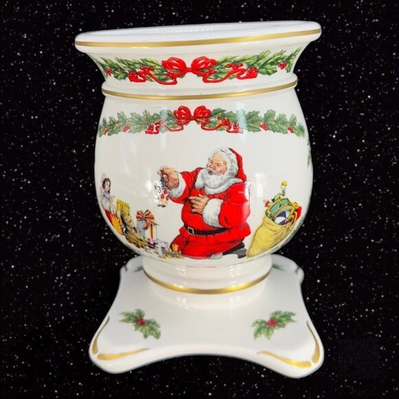 FRANKLIN MINT 1992 Porcelain Candle Stick Holder Night Before Christmas Set 2 - Picture 12 of 14